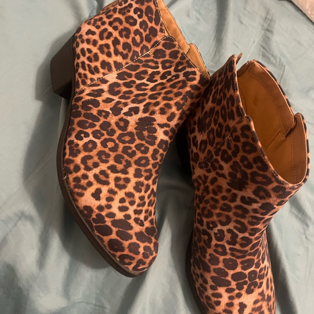 Cheetah print booties